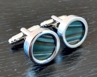 SALE - Auto Metal Engine Gasket Cufflinks - "Marble Swirl" - Car Part Cufflinks - Gift for Car Guy - Engine Art Cufflinks - Unique Cufflinks