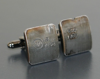 Range Rover Car Engine Piston CUFFLINKS - salvaged part with original stampings of part numbers.