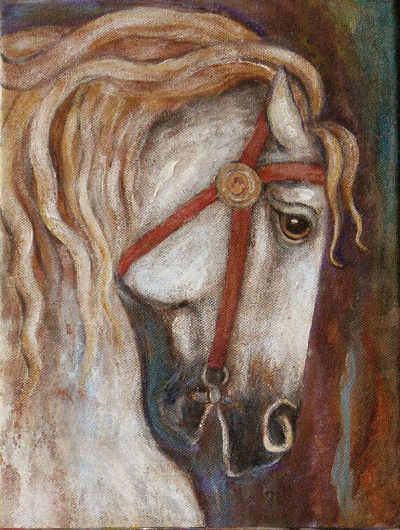 Horse Painting Medieval Carousel Fairytale Etsy