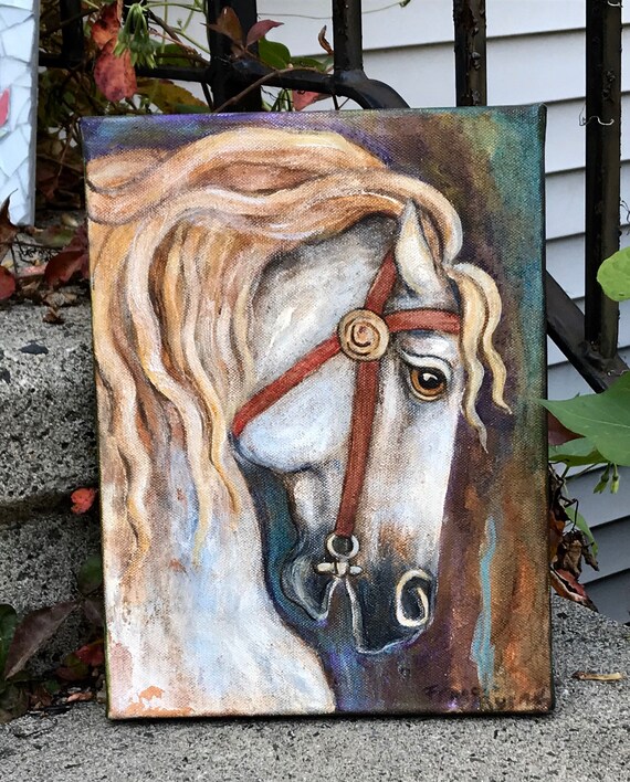 Horse Painting Medieval Carousel Fairytale Etsy