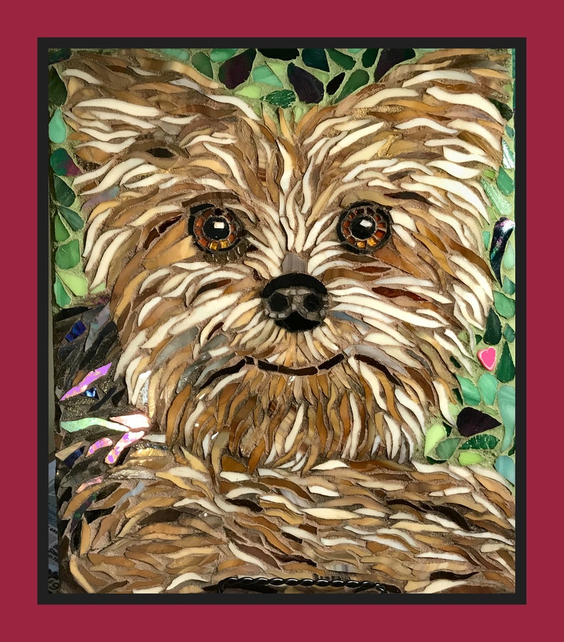 Stained Glass Pet Mosaic Yorkie Puppy Dog Mosaic Yorkshire Dog Mosaic