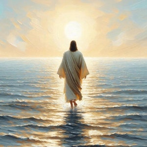 Jesus Walking on Water Art, Christian Painting, Jesus Prints, Jesus ...