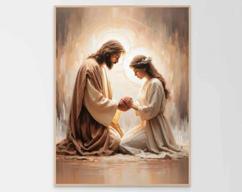 Amado por Jesus, Pintura Cristã, Jesus cura uma mulher, Pintura de Jesus, Pintura SUD, Arte Bíblica, Jesus e Menina, Arte Cristã, Impressão de Jesus