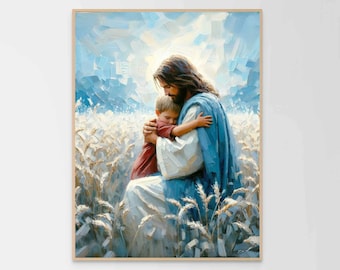Finding Faith, Christian Art, Jesus Hugging Boy, Picture of Jesus, LDS Art, Bible Verse Wall Art, Scripture Prints, Catholic Art, Jesus Kids