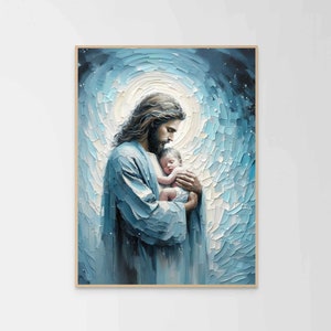Born With Love, Christian Art, Jesus with Baby, Christian Baptism Art, LDS Art, Bible Verse Wall Art, Nursery Art, Christian Printable Art