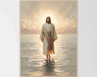 Walking on Water, Christian Wall Art, Jesus Walking on Water Art, Christian Picture, Walking on Water Art, Bible Prints, Jesus Wall Art