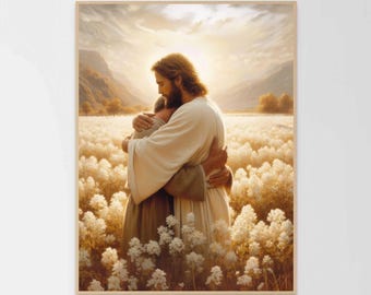 Gratitudine eterna, arte murale cristiana, Gesù che abbraccia l'uomo, dipinto cristiano, stampe LDS, stampa della Bibbia, arte cattolica, dipinto cristiano