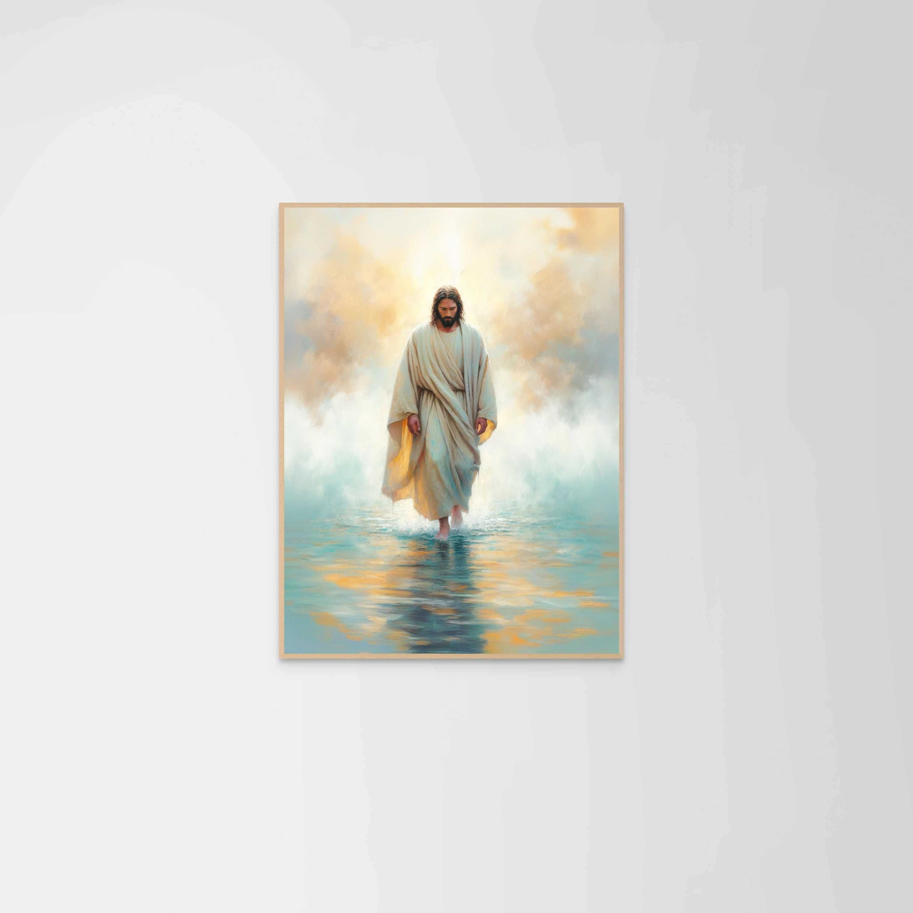 Jesus Christ Walking on Water, Christian Wall Art, Jesus Walking on Water Art, LDS Art, Bible Prints, Christian Painting, Picture of Jesus