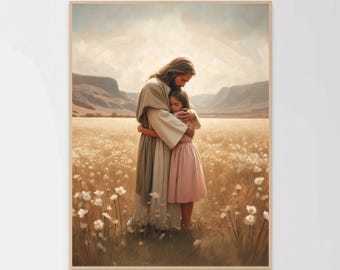 Moments of Grace, Christian Prints, Jesus with Kids, Picture of Jesus, Jesus and Girl, Bible Prints, Religious Prints, Good Shepherd Art
