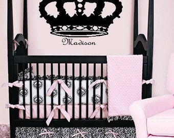 French Crown with Name Monogram Vinyl Wall Decal
