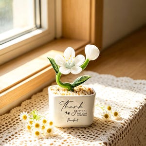 Personalized Mini Flowers Glass Plant, Custom Thank you Gifts For Mom, Sister, Teacher