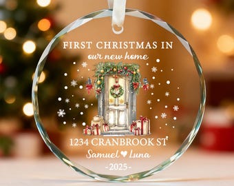 Personalisierte erste Weihnachten im neuen Zuhause Ornament, benutzerdefinierte Housewarming Gefälligkeiten, Weihnachtsgeschenke