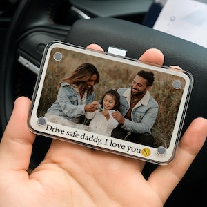 Personalized Family Photo Car Visor Clip, Custom Car Accessories, Gift for Daddy