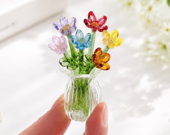 Mini Glasblume, Blumenschreibtischdekor, für immer Blumen Geschenk für Mutter/Lehrer/Schwester, Geburtstagsgeschenke