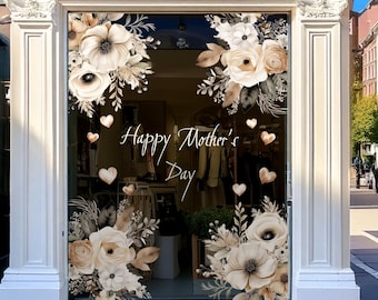 Dizzy Duck Happy Mothers Day Retail Shop Window Decal Corners with Quote - Boho Flowers