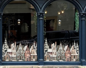 Escaparate navideño para tienda - Adhesivos reutilizables de doble cara para ventanas de Dizzy Duck