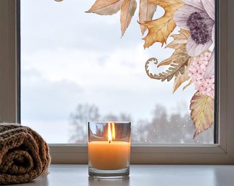 Pegatinas de esquina para ventanas con diseño floral de Halloween / Fáciles de aplicar y quitar