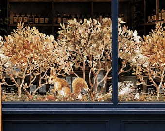 Fall Forest Hedgehog Window Decoration | Ideal for Retail Displays