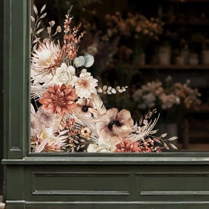 2x Återanvändbara Boho Blommor i Hörnskyltfönster | Lätt att applicera och ta bort