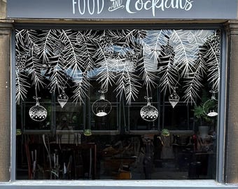 White Christmas Bauble Shop Window Decal Border -  Reusable Double-Sided Clings by Dizzy Duck