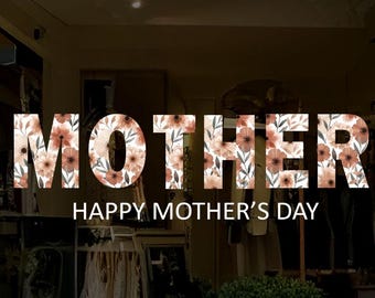 Dizzy Duck Happy Mothers Day Quote Cling for Business Shop Window Display - Boho Flowers