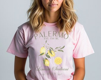 Palermo Est 743 BC T-Shirt, Limoncello Shirt, Italy Lemons Shirt, Italian Souvenir Shirt Gift, Italy Trip Shirt, Italia Lemon Shirt Gift