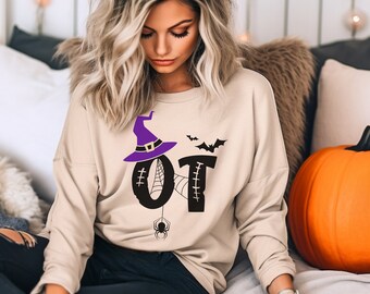 Moletom OT Halloween Crewneck, moletom de enfermeira de Halloween, camisa de enfermagem de Halloween, camisa de outono de enfermeira, presente de Halloween de enfermeira, festa de enfermagem