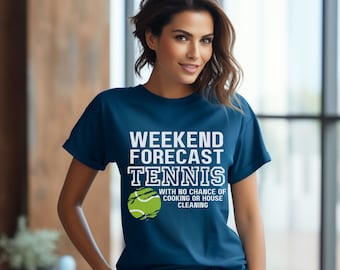 Camiseta de tenis de pronóstico de fin de semana, camisa de tenis divertida, regalo de tenis, camiseta de tenis divertida, regalo de jugador de tenis, regalo de entrenador de tenis, camiseta de tenis de césped
