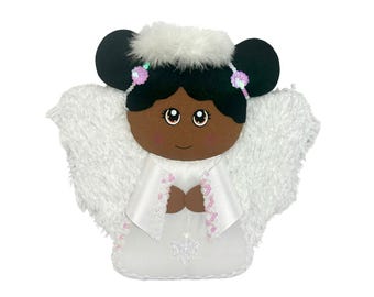 Angel Wreath Attachment, Christmas Wreath Attachment, Angel Wreath Decor, Angel with Wings, Angel with Halo, Angel Tree Topper, Mantle Decor