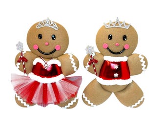 Gingerbread Couple, Gingerbread Wreath Attachment, Christmas Wreath Attachment, Wreath Embellishment, Gingerbread Man, Prince and Princess