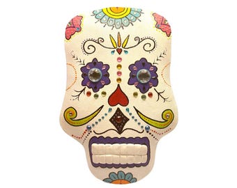 Sugar Skull, Sugar Skull Wreath Attachment, Day of the Dead Attachment, Skeleton Wreath Attachment, Día de los Muertos, Wreath Embellishment