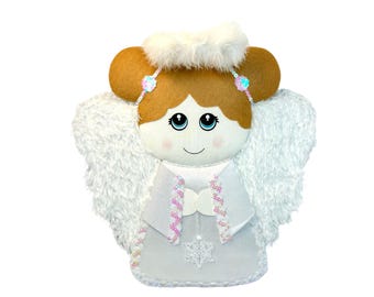 Angel Wreath Attachment, Christmas Wreath Attachment, Angel Wreath Decor, Angel with Wings, Angel with Halo, Angel Tree Topper, Mantle Decor