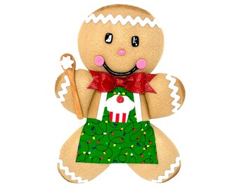 Gingerbread Wreath Attachment, Gingerbread Boy, Christmas Wreath Attachment, Gingerbread Baker Wreath Attachment, Wreath Embellishment