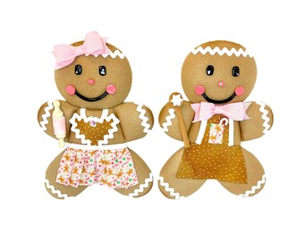 Gingerbread Couple, Gingerbread Wreath Attachment, Gingerbread Bakers, Christmas Wreath Attachment, Wreath Embellishment, Gingerbread Man