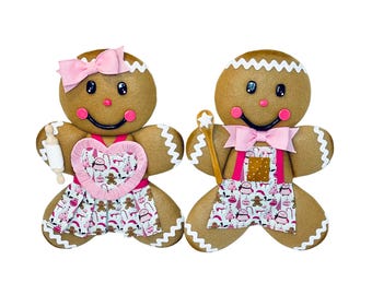 Gingerbread Couple, Gingerbread Wreath Attachment, Gingerbread Bakers, Christmas Wreath Attachment, Wreath Embellishment, Gingerbread Man