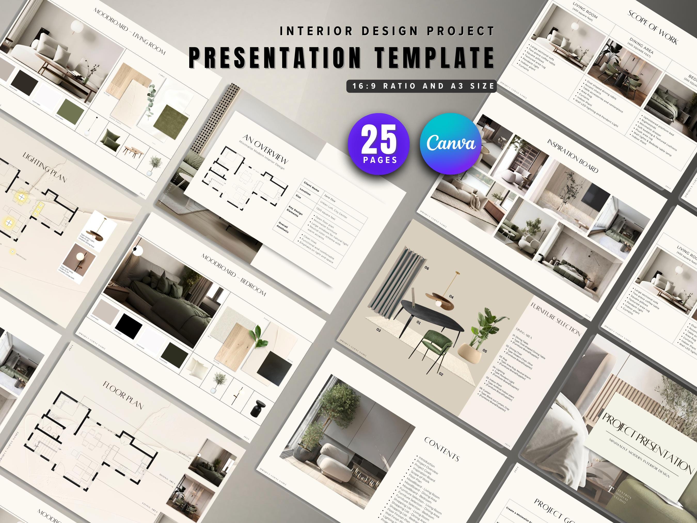 Interior Design Presentation Template, Minimalist Client Project Deck ...