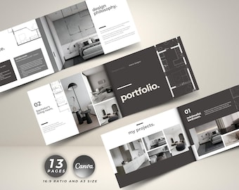 Interior Design Portfolio Template: Canva Layout, Client Presentation (Digital Download)