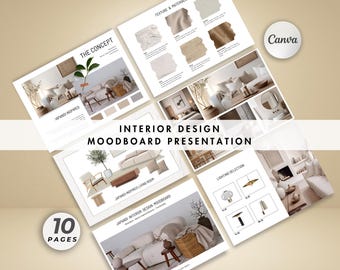 Interior Design Moodboard Template, Client Presentation (Canva)