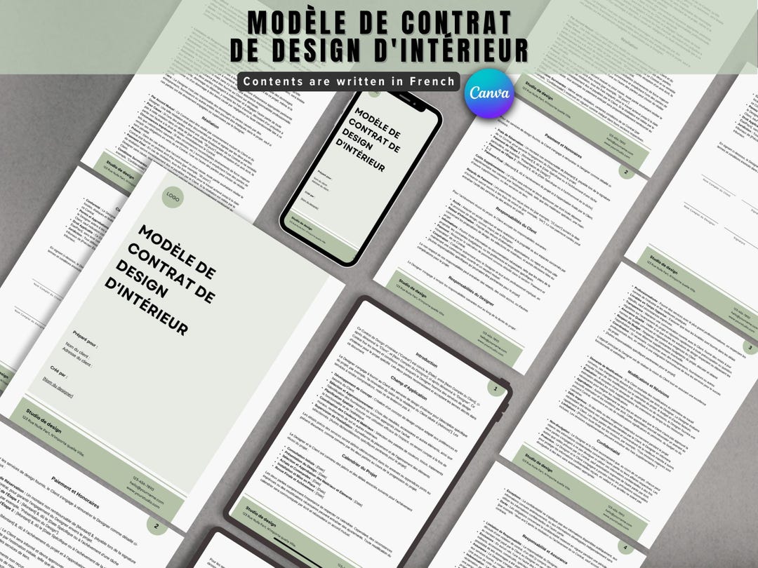 French Interior Design Contract Template, Modern Client-designer ...