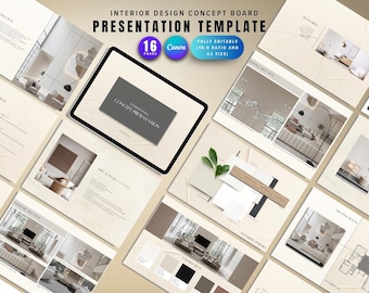 Interior Design Concept Presentation Template, Client Presentation, Architect & Designers Project Proposal, Moodboard Canva Presentation