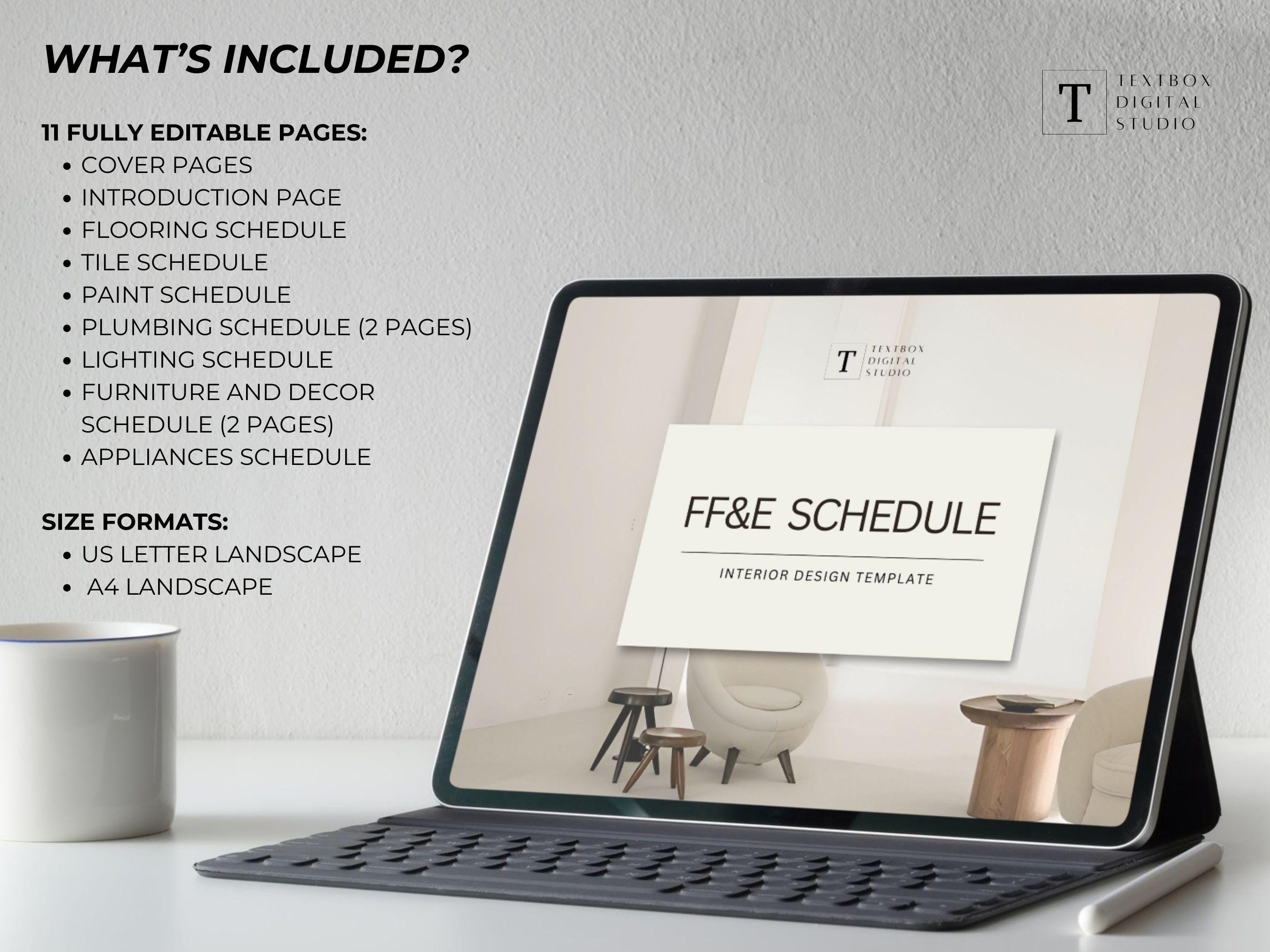 Interior Design FF&E Schedule Template, Furniture Fixtures Finishes ...