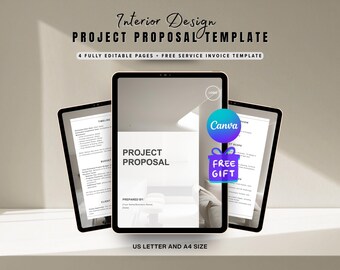 Interior Design Project Proposal Template: Canva Invoice (Digital Download)