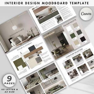 Interior Design Moodboard Template, Client Presentation, Concept Board Project Proposal, Canva Template for Interior Designers & Architects