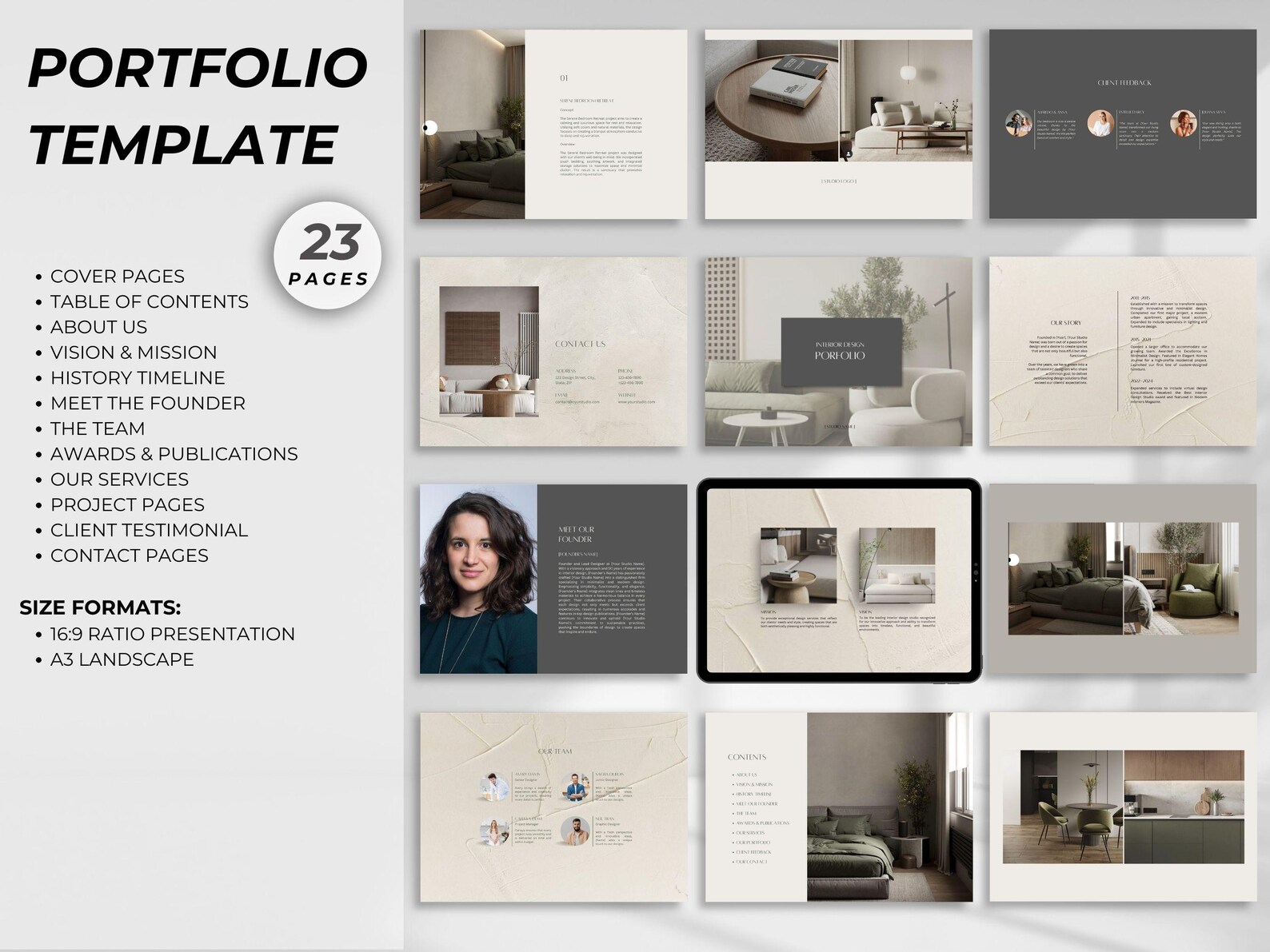 Interior Design Bundle Kit Template | Portfolio, Proposal, Presentation ...