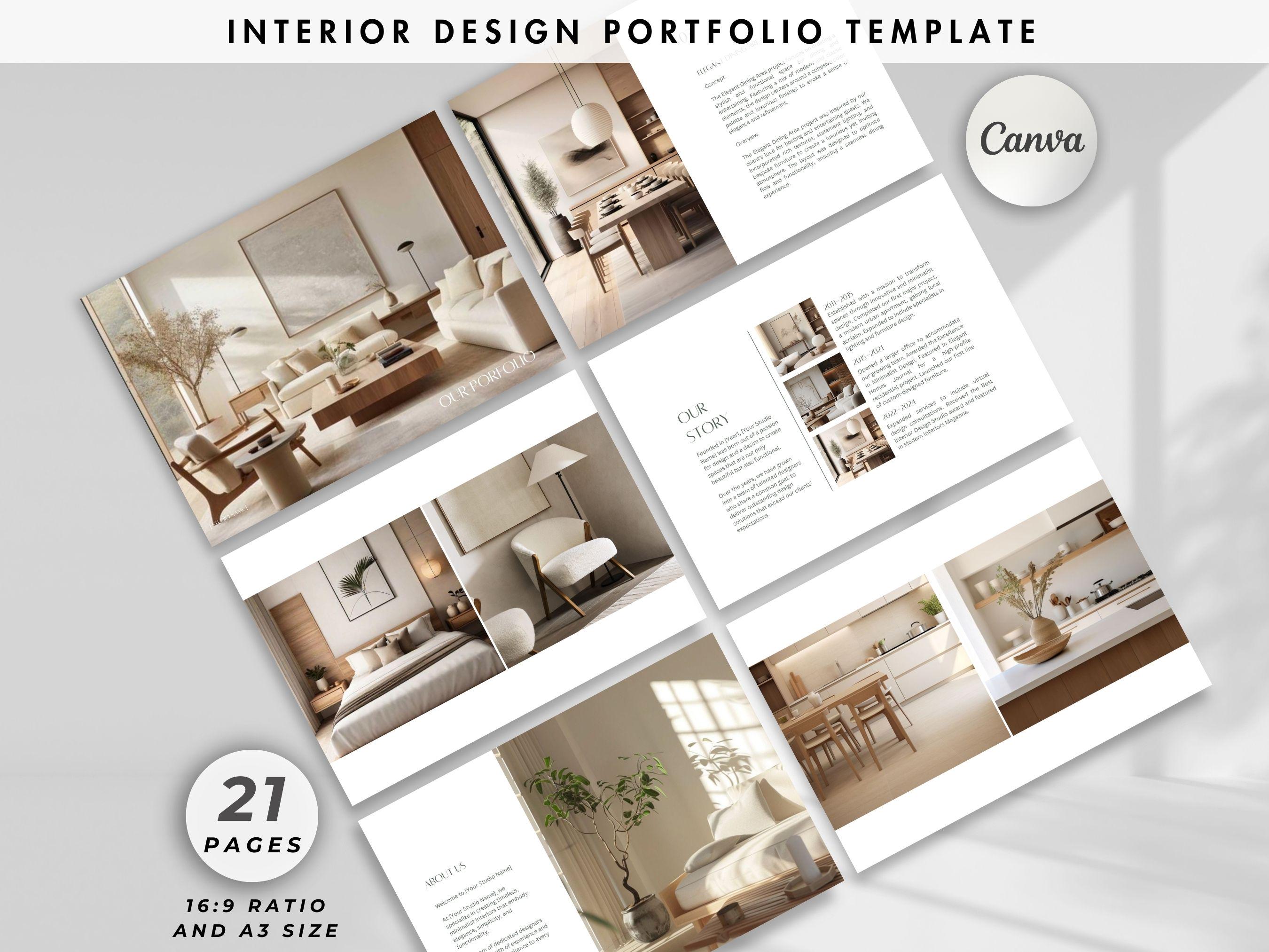 Interior Design Portfolio, Project Proposal, Client Presentation & Portfolio Design, Professional Canva Template for Interior Designers