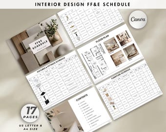 Interior Design FF&E Schedule Template: Canva Mood Board (Digital Download)