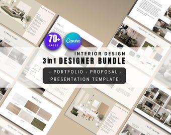 Interior Design Bundle kit Template | Portfolio, Proposal, Presentation (Canva)