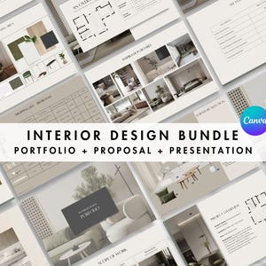 Interior Design Bundle, Interior Design Portfolio, Design Proposal, Project Presentation, Professional Canva Template for Interior Designers