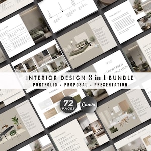 Interior Design Bundle, Interior Design Portfolio, Design Proposal, Project Presentation, Professional Canva Template for Interior Designers