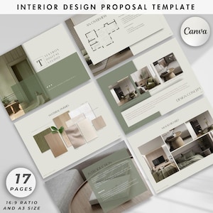 Propuesta de proyecto de diseño de interiores, plantilla de presentación de cliente de Mood Board, plantilla profesional de Canva para diseñadores de interiores y arquitectos
